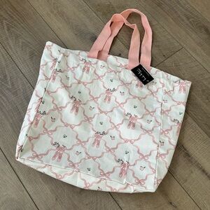 Viral Ballet Coquette Pink Bow Floral Reusable Canvas Shopper Tote Bag NWT
